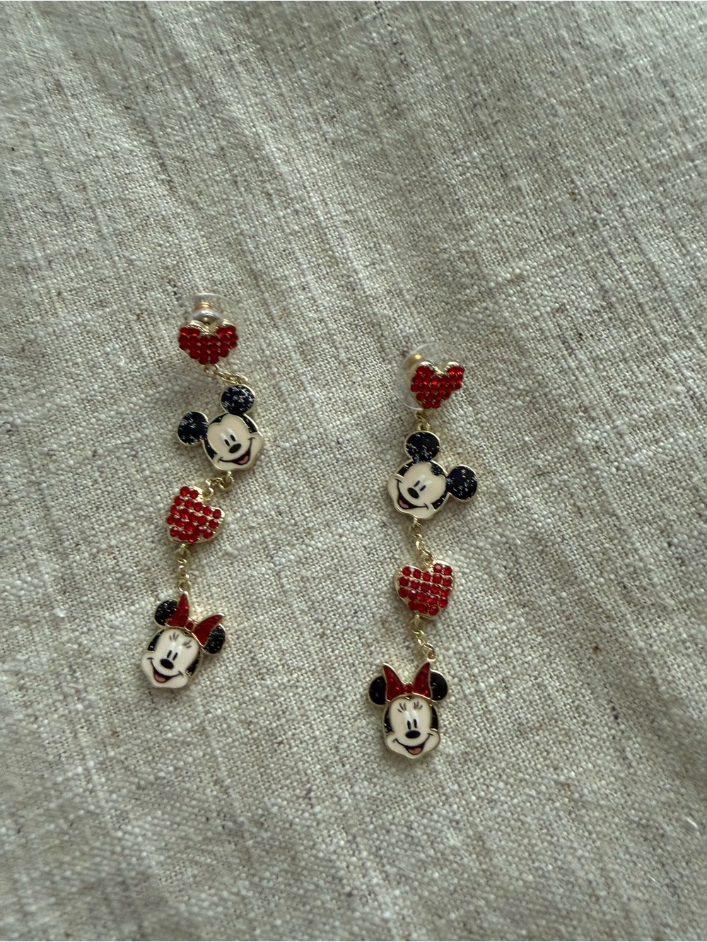 BaubleBar Minnie & Mickey Red Heart Drop Earrings